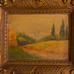 Vintage Medium Aged Landscape Painting with Ornate Frame