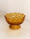 Vintage Medium Amber Glass Moon & Star Footed Bowl