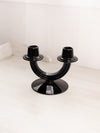 Vintage Medium Black Glass Double Candleholder