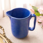 Vintage Medium Blue Ceramic Ribbed Pitcher