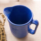 Vintage Medium Blue Ceramic Ribbed Pitcher