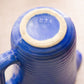 Vintage Medium Blue Ceramic Ribbed Pitcher