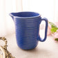 Vintage Medium Blue Ceramic Ribbed Pitcher