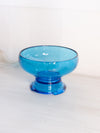 Vintage Medium Blue Glass Bowl with Blue Glass Stand