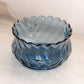 Vintage Medium Blue Glass Bowl with Scalloped Edge