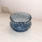 Vintage Medium Blue Glass Bowl with Scalloped Edge