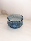 Vintage Medium Blue Glass Bowl with Scalloped Edge