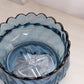 Vintage Medium Blue Glass Bowl with Scalloped Edge