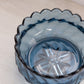 Vintage Medium Blue Glass Bowl with Scalloped Edge