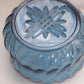 Vintage Medium Blue Glass Bowl with Scalloped Edge