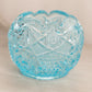 Vintage Medium Blue Glass Cupped Bowl with Fancy Designs