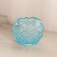 Vintage Medium Blue Glass Cupped Bowl with Fancy Designs