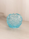 Vintage Medium Blue Glass Cupped Bowl with Fancy Designs