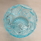 Vintage Medium Blue Glass Cupped Bowl with Fancy Designs