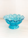 Vintage Medium Blue Glass Moon and Star Footed Bowl