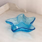 Vintage Medium Blue Glass Starfish Dish with Beaded Rim