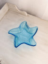 Vintage Medium Blue Glass Starfish Dish with Beaded Rim