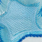 Vintage Medium Blue Glass Starfish Dish with Beaded Rim