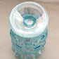 Vintage Medium Blue Iridescent Glass Old Quilt Ruffled Footed Vase