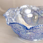Vintage LE Smith Medium Ruffled Blue Iridescent Glass Quintec Bowl