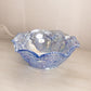 Vintage LE Smith Medium Ruffled Blue Iridescent Glass Quintec Bowl
