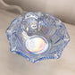 Vintage LE Smith Medium Ruffled Blue Iridescent Glass Quintec Bowl