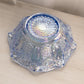 Vintage LE Smith Medium Ruffled Blue Iridescent Glass Quintec Bowl