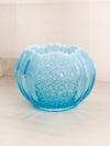 Vintage Medium Blue Opalescent Daisy & Button with Panels Glass Bowl