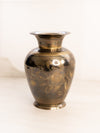 Vintage Medium Brass and Grey/Silver Tone Vase with Floral Designs