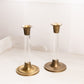 Vintage Medium Brass Candlestick with Clear Lucite Stem