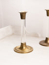 Vintage Medium Brass Candlestick with Clear Lucite Stem