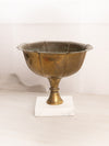 Vintage Medium Brass Compote with Marble Stone Base