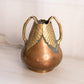 Vintage Medium Brass & Copper Tone Leaf Vase with Stem Handles