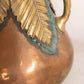 Vintage Medium Brass & Copper Tone Leaf Vase with Stem Handles
