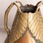 Vintage Medium Brass & Copper Tone Leaf Vase with Stem Handles