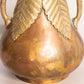 Vintage Medium Brass & Copper Tone Leaf Vase with Stem Handles