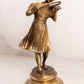 Vintage Medium Brass Figurine of Woman Playing Violin