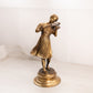 Vintage Medium Brass Figurine of Woman Playing Violin