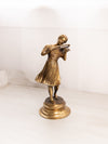Vintage Medium Brass Figurine of Woman Playing Violin