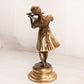 Vintage Medium Brass Figurine of Woman Playing Violin