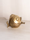 Vintage Medium Brass Fish with Small Fish in Mouth Ashtray Figurine