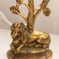 Vintage Medium Brass Lion Under Tree Door Stopper or Bookend