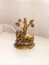 Vintage Medium Brass Lion Under Tree Door Stopper or Bookend