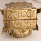 Vintage Medium Brass Ornate 2-Slot Letter Holder with Tray on Front