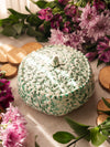 Vintage Medium Ceramic White & Green Lidded Floral Dish