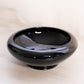 Vintage Medium Circular Black Glass Bowl with Cupped Edge