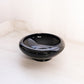 Vintage Medium Circular Black Glass Bowl with Cupped Edge