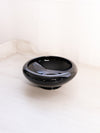 Vintage Medium Circular Black Glass Bowl with Cupped Edge