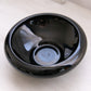 Vintage Medium Circular Black Glass Bowl with Cupped Edge