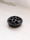 Vintage Medium Circular Black Glass Flower Frog